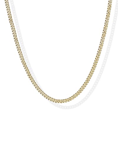 PAVOI Chain Necklace for Women, 14K Gold Plated Adjustable Layering Chain - style: Curb