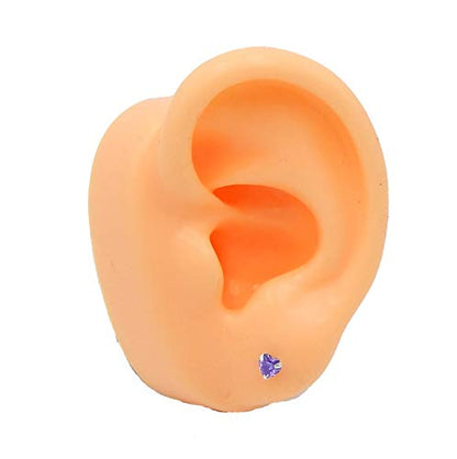 925 Sterling Silver 4mm Heart Birthstone CZ Stud Earrings 33210 (Choose Your Color) (Nickel Free) - color: Light Amethyst