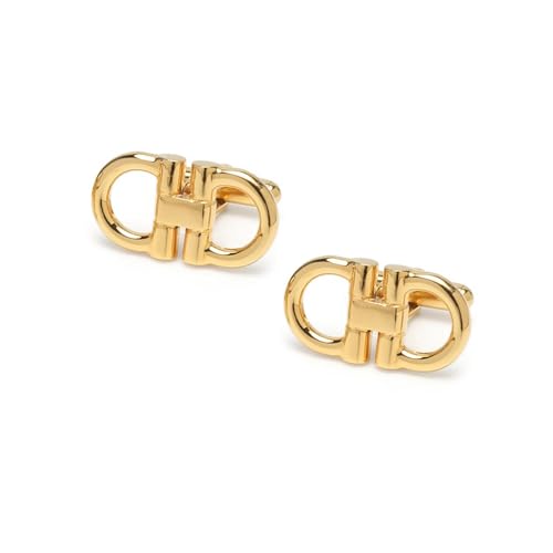 LeCalla 925 Sterling Silver Men's Cufflink | Silver Cufflinks For Men Jewelry | 14K Gold-Plated Cufflinks Business Wedding Shirt Accessories Gift for Son, Father, Husband - style: 14K Horse Bit with Customized Box