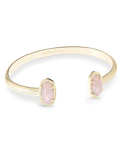 Kendra Scott Elton Cuff Bracelet for Women, Fashion Jewelry - color: GOLD - ROSE QUARTZ