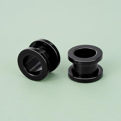 TBOSEN Precise Dimensions Stainless Steel Set Double|Single Flare Tunnel Screw Gauge Ear Expander Stretching Kit Piercing Mixed Size - color: Black-Screw Fit, size: 7mm