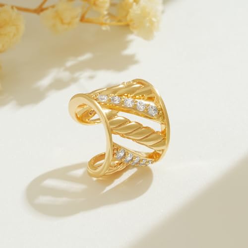 BENEIGE Ear Cuff Non Piercing 14K Gold Plated Ear Cuff Earrings for Women Clip On Cartilage Earring Jewelry for Women - style: A Slanted Bar