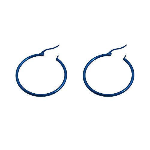 Rounded Hoops Earrings (20mm-60mm Diameter) - color: Blue 30mm