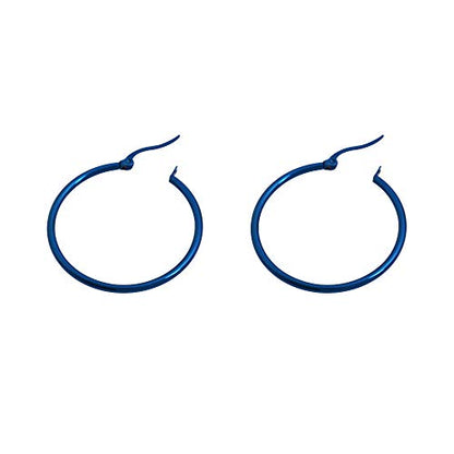 Rounded Hoops Earrings (20mm-60mm Diameter) - color: Blue 30mm