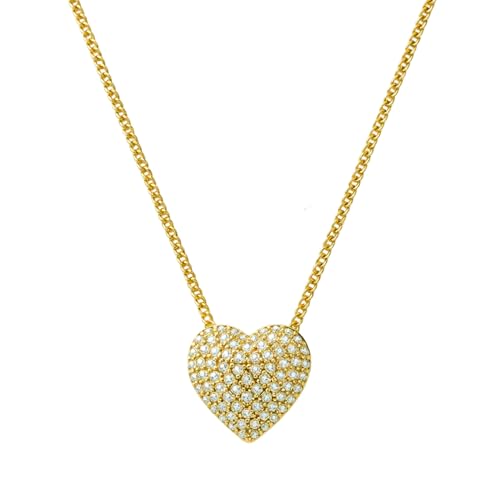 Rnivida Small Cz Pave Puff Heart Necklace for Women - color: Cz Heart -Gold