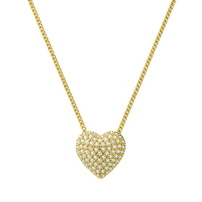 Rnivida Small Cz Pave Puff Heart Necklace for Women - color: Cz Heart -Gold
