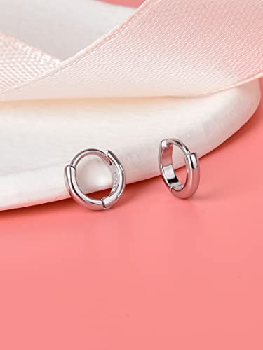 Mini Tiny Huggie Hoop Earrings Top Upper Ear Cartilage Forward Helix Cuff Plain Simple 925 Sterling Silver Gold 9mm 8mm 7mm 6mm 5mm Hoop Earrings - color: Silver-6mm