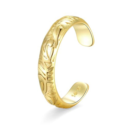 PLOMFOV 14K Gold Filled Gold Toe Rings for Women Adjustable Toe Rings Non Tarnish Solid 14K Real Gold Toe Ring - style: Coast