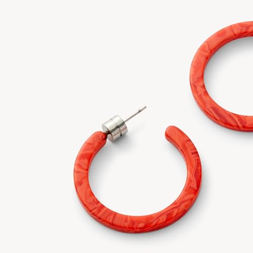 Circle Hoop Earrings Acetate Resin Fashion Jewelry for Women - color: Poppy, size: Mini