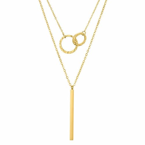 Layered Gold Silver Necklaces for Women, Stackable Stack 14K Real Gold Plated Silver Chain Necklace Diamond Circle CZ Layering Pendant Necklaces Trendy Gold Jewelry Set Gifts - color: gold, style: 2PC-Double cicle