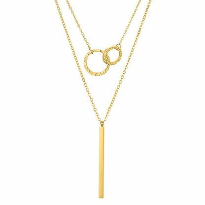Layered Gold Silver Necklaces for Women, Stackable Stack 14K Real Gold Plated Silver Chain Necklace Diamond Circle CZ Layering Pendant Necklaces Trendy Gold Jewelry Set Gifts - color: gold, style: 2PC-Double cicle