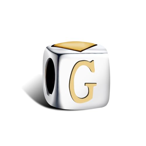 KunBead Initial A-Z Letter Gold Heart Alphabet Love Bead Birthday Charms Compatible with Pandora Charm Bracelet for Women - style: Letter G