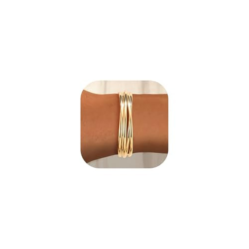 AOZEL Gold Bangle Cuff Bracelets for Women Trendy Chunky Adjustable Twist Love Textured Bracelet Jewelry Gifts - color: Gold Twisted