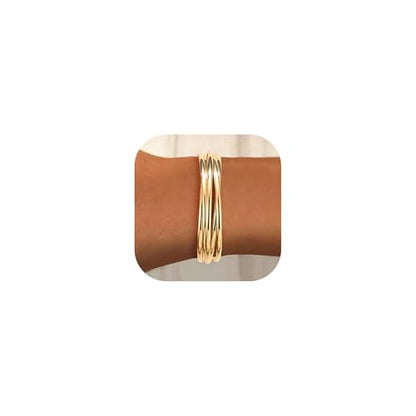 AOZEL Gold Bangle Cuff Bracelets for Women Trendy Chunky Adjustable Twist Love Textured Bracelet Jewelry Gifts - color: Gold Twisted