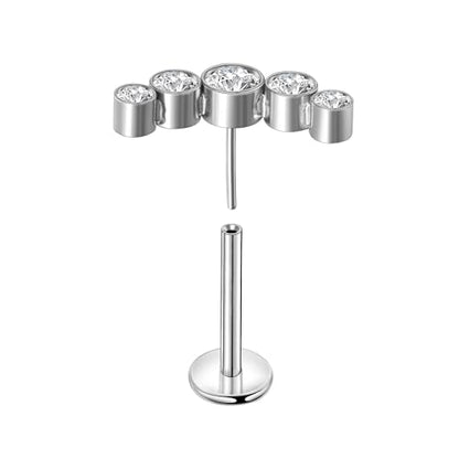 Lantine Threadless Flat Back Stud Earrings Implant Grade F136 titanium Climber Cartilage Earring Lip Labret Medusa Tragus Inner Conch Helix Piercing Jewelry - color: Clear Cz, size: 16g 6mm