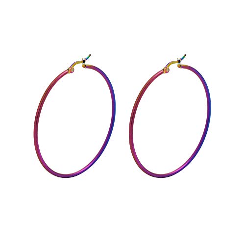 Rounded Hoops Earrings (20mm-60mm Diameter) - color: Rainbow 50mm