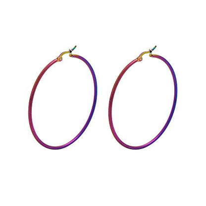 Rounded Hoops Earrings (20mm-60mm Diameter) - color: Rainbow 50mm