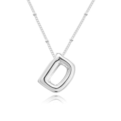 Ewrkbrㅤ Initial Necklaces for Women, 14k Gold Plated Bubble Letter Necklace Chunky Gold Necklace Dainty Charm Initial Necklaces for Women Trendy Custom Preppy Stocking Stuff Necklace Christmas Gifts - color: Silver, style: D