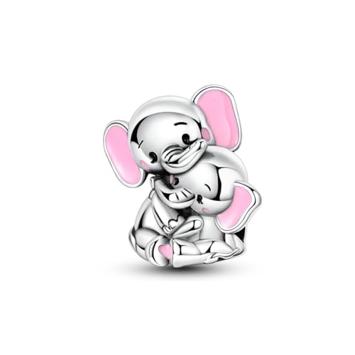 Hapour 925 Sterling Silver Charms for Bracelet Necklace Dangle Pendant Bead | Bear Charm, Elephant Zebra Cat Dream catcher Family Birthday European Jewelry Charm, For Women Mom - color: Elephant and Baby Elephant