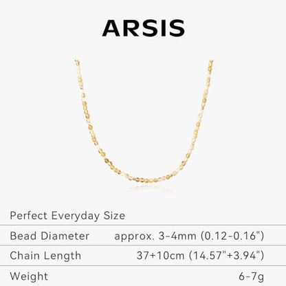 ARSIS Genuine Beaded Gemstone Necklace for Women, Colorful Natural Stone Handmade Bead Choker, Personalized Birthstone Necklace, Boho Summer Beach Necklace Layering Stackable Jewelry Gift - color: Citrine (November)