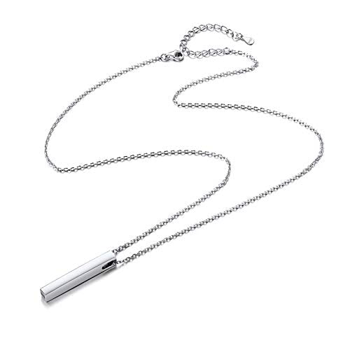 ChicSilver Customizable Vertical Bar Pendant Necklace 925 Sterling Silver Y Necklace Simple Fashion Jewelry Gifts for Women - style: D. 4mm Vertical Bar-Silver