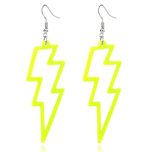 ONLYJUMP Acrylic Exaggerated Lightning Earrings Statement Punk Retro Geometric Delicate Neon Personalized Earrings Accessory Jewelry for Women - color: Yellow