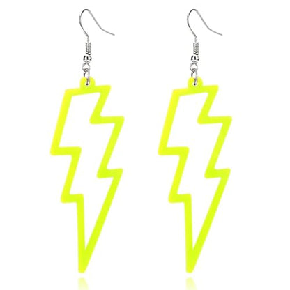 ONLYJUMP Acrylic Exaggerated Lightning Earrings Statement Punk Retro Geometric Delicate Neon Personalized Earrings Accessory Jewelry for Women - color: Yellow