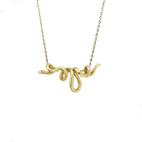 WETMT Chunky Snake Pendant Necklace for Women Gold Snake Statement Necklace Vine Snake Chain Necklace Chunky Adjustable Snake Necklace Fashion Simple Jewelry - color: Gold
