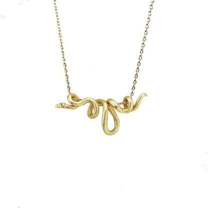 WETMT Chunky Snake Pendant Necklace for Women Gold Snake Statement Necklace Vine Snake Chain Necklace Chunky Adjustable Snake Necklace Fashion Simple Jewelry - color: Gold