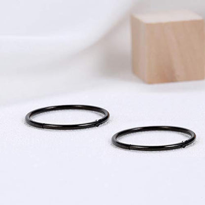 Lantine Black Hinged 20g 18g 16g Nose Rings Hoops 6mm 8mm 10mm 12mm 14mm 16mm Septum Ring Clicker Cartilage Helix Hoop Earrings Set - style: 18g 8mm 2pieces Set