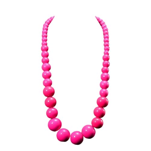Boho Chunky Large Wooden Beads Necklace Colorful Natural Wood Bib Big Round Beaded Strand Necklaces for Women Ethnic Statement Costume Wedding Jewelry - color: Pink