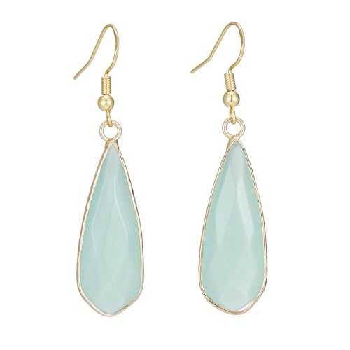 Boho Multiple Style Natural Stone Earrings for Women Unique Healing Gemstone Energy Hypoallergenic Lightweight Dangle Drop Earrings Multiple Styles Earrings Jewelry for Birthday Party Gift - style: Green Agate