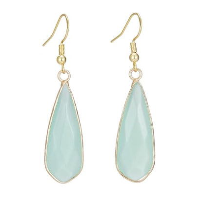 Boho Multiple Style Natural Stone Earrings for Women Unique Healing Gemstone Energy Hypoallergenic Lightweight Dangle Drop Earrings Multiple Styles Earrings Jewelry for Birthday Party Gift - style: Green Agate