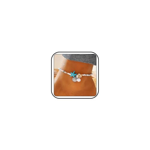 Beach Puka Shell Anklet for Women Waterproof Beaded Ankle Bracelets Adjustable Starfish Seashell Pearl Foot Chain Boho Jewerly Present for Summer Beach Party - color: white