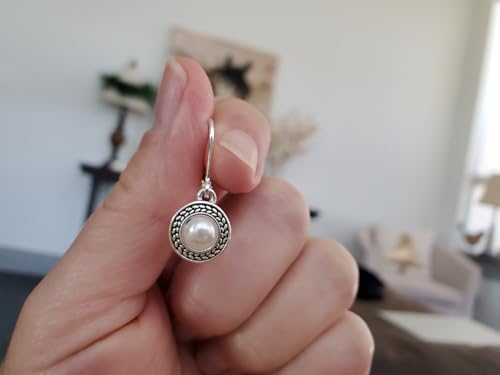 Handmade Sterling Silver Boho Crystal Dangle Leverback Earrings For Women - color: White