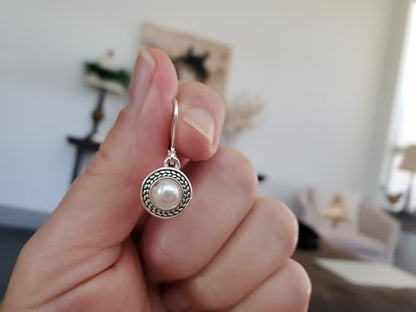 Handmade Sterling Silver Boho Crystal Dangle Leverback Earrings For Women - color: White