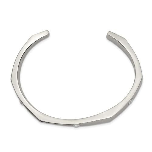 Chisel Crystal Cuff Bangle in Stainless Steel, 6mm