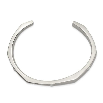 Chisel Crystal Cuff Bangle in Stainless Steel, 6mm