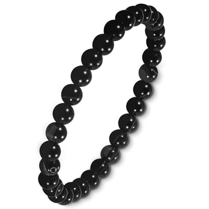 Agate Round Beaded Bracelet for Women Men Natural Agates Stone Healing Bracelets Stretch Elastic Handmade Polished Gemstone Beads Bracelet - color: Black White, size: 6mm Beads
