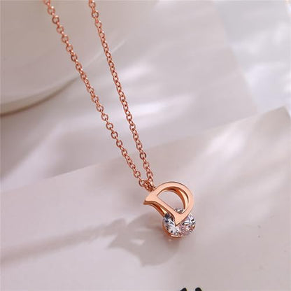 925 Sterling Silver Necklace for Women Trendy, Charming Layered Necklace with Cubic Zirconia Pendant for Her Womens Dainty Diamond Choker Necklaces Holiday Jewelry Gifts for Mom Wife Daughter Lover - color: Initial D Necklace-Gold05