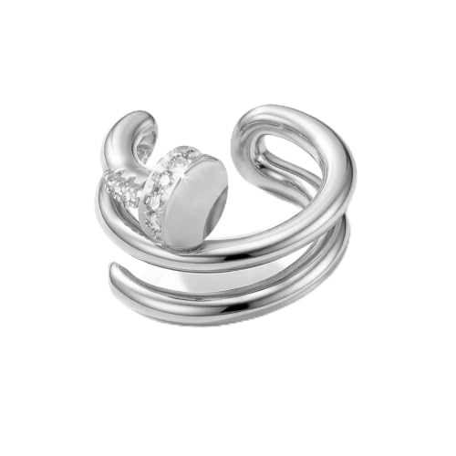 Cubic Zirconia Nail Ear Cuff Non-Piercing Cartilage Earrings | 14K Gold Plated No-Pierce Helix Cuff, Edgy & Minimalist Fashion, Jewelry Gift, Single Ear Cuff (Not a Pair) - color: White Gold