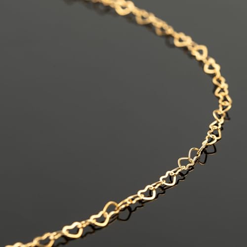UMAOKANG 5 Meters Gold Plated Stainless Steel Chain for Jewelry Making Hollow Heart Chain Roll with Jewelry Findings - color: Gold Heart