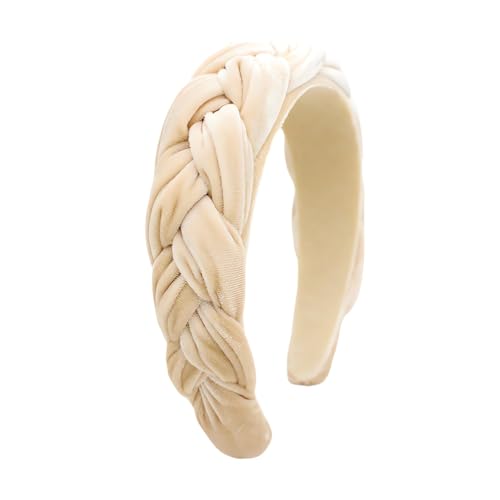 Headbands for Women Braided Headbands Velvet Padded Hairbands Cute Hair Accessories for Women Girl - color: Beige