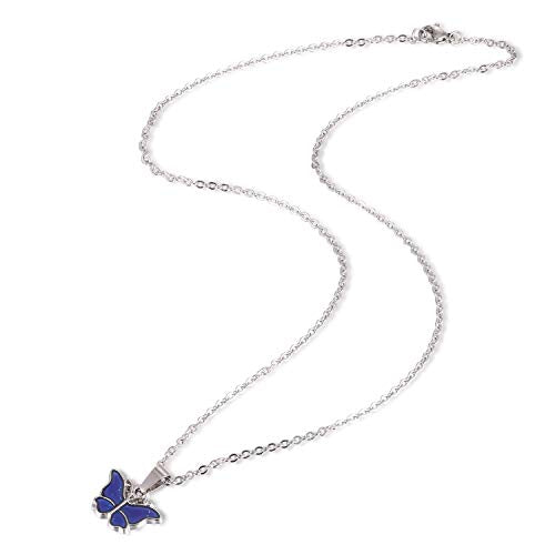 FM FM42 Temperature Sensing Color Changing Pendant Necklace with 19.29" Stainless Steel Rolo Chain - color: Butterfly-3