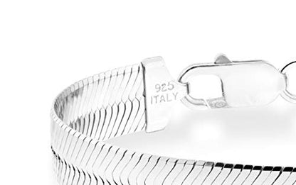 Miabella 925 Sterling Silver Italian Solid 10mm Flat Herringbone Link Chain Bracelet for Women Men, Made in Italy - style: Length 7 Inches