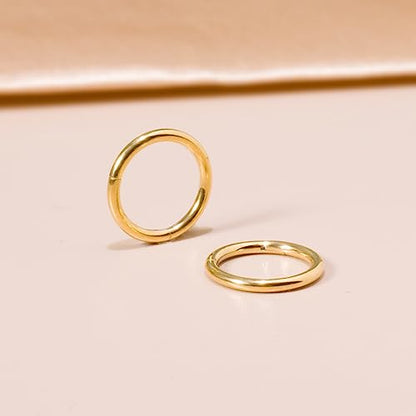 Small Gold Hoop Earrings, Lightweight 14K Gold Plated Huggie Hoop Earrings for Cartilage Helix Tragus, Hypoallergenic Earrings for Women Men, Tiny Thin Hoops Surgical Steel Endless Hoops Earrings 6-10 mm - color: 7mm Hoop Gold-18g