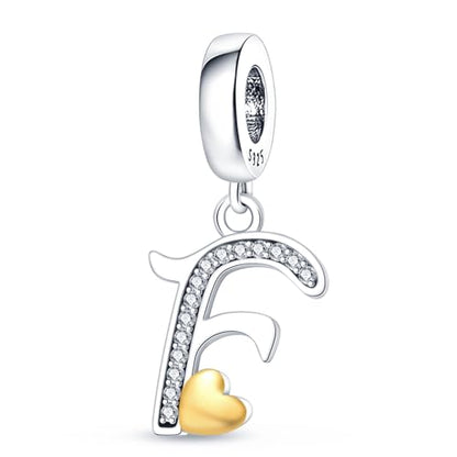 HappyStar Sterling Silver Letter Charms for Bracelets Alphabet Initial Dangle Charms Bead fit Pandora Bracelets Jewelry Gifts for Women - color: Letter charms F