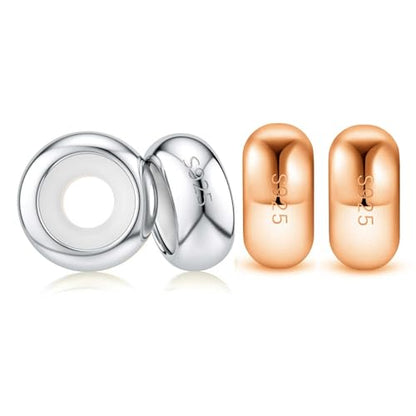 DALARAN Stopper Beads for Bracelets 925 Sterling Silver Clip Spacer Charm Bracelet Stoppers - style: sliver rosegold charms-4