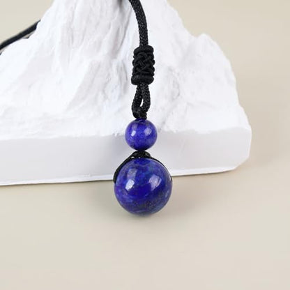 Anjiucc Natural Gemstone Healing Crystals Necklace, Adjustable Chakra Beads Pendant for Women Men, Protection, Energy Balance - color: Lapis Lazuli