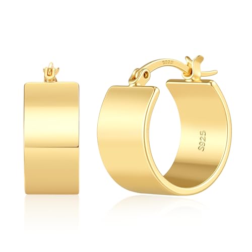 Chunky Gold Hoop Earrings Hoop Earrings Thick Gold Hoop Earrings for Women | for Sensitive Ears Gold Chunky Hoop Earrings Hypoallergenic 14K Gold Plated Hoops Non Tarnish Big Thick Hoops 18/25/30mm - color: Gold 18mm